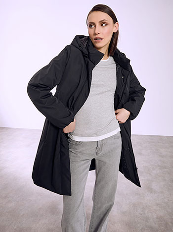 Μπουφάν μονόχρωμο με κουκούλα WT9907.6111+1