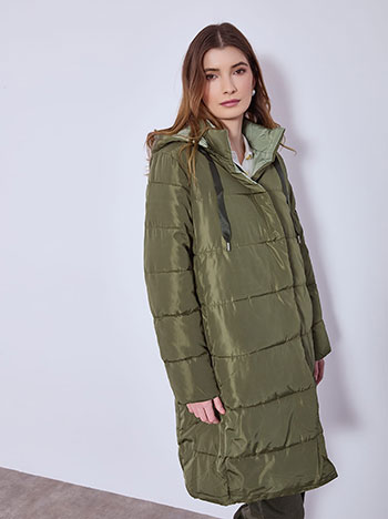 Μπουφάν μακρύ puffer διπλής όψης WT9907.6833+3