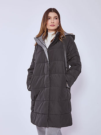 Μπουφάν μακρύ puffer διπλής όψης WT9907.6833+4