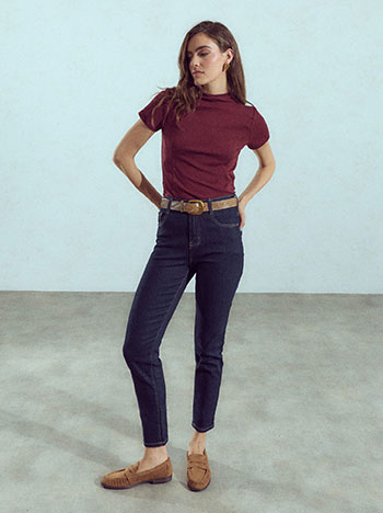 Τζιν mom fit με αποσπώμενη ζώνη WU1628.1042+1