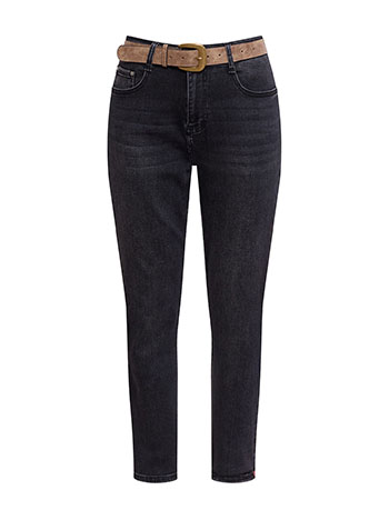 Τζιν mom fit με ζώνη δερματίνης WU1628.1066+1