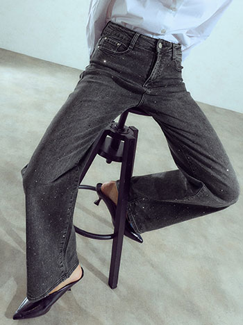 Τζιν wide leg με strass WU1628.1133+2