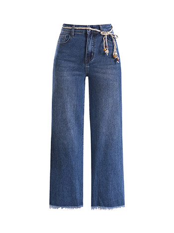 Τζιν wide leg με ξέφτια στο τελείωμα WU1628.1173+1