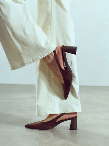 Γόβες slingback με σουέντ όψη WU1760.A750+2