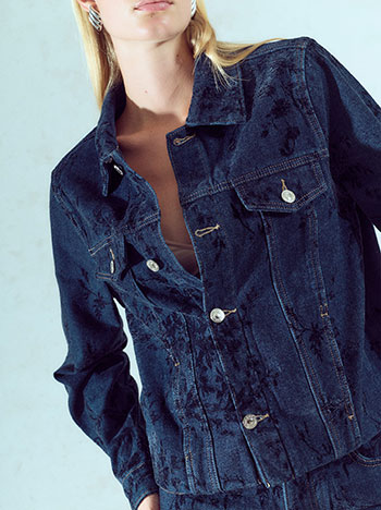 Μπουφάν denim με ανάγλυφες λεπτομέρειες WU1795.6105+1