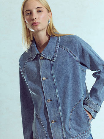 Μπουφάν denim με κλασικό γιακά WU1795.6119+2