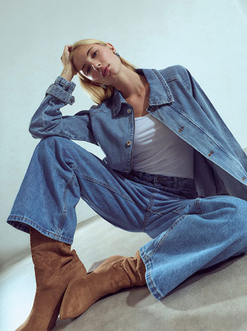 Μπουφάν denim με κλασικό γιακά WU1795.6119+2