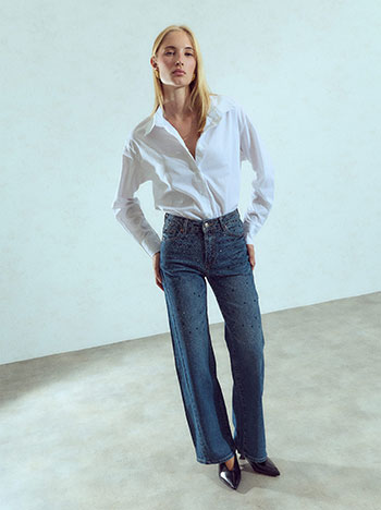 Celestino Τζιν με Strass Και Χάντρες Wu1802 1346+1 Παντελόνια Jeans Γυναικεία Ρούχα Μόδα
