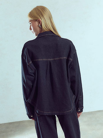 Celestino Τζάκετ Denim με Ραφές σε Αντίθεση Wu1802 6759+1 Πανωφόρια Μπουφάν Γυναικεία Ρούχα Μόδα