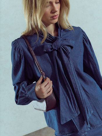 Πουκάμισο denim με δέσιμο WU7558.3661+2
