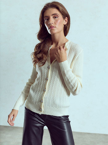 Ζακέτα πλεκτή με strass WU7558.5367+3