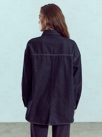 Πουκάμισο denim με τσέπη WU7589.3040+1