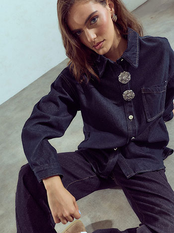 Πουκάμισο denim με τσέπη WU7589.3040+1