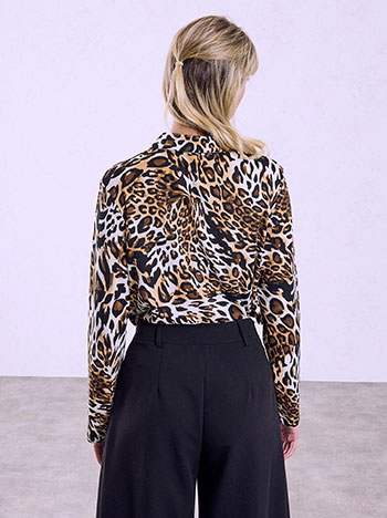 Μπλούζα animal print με γιακά WU7616.4069+1