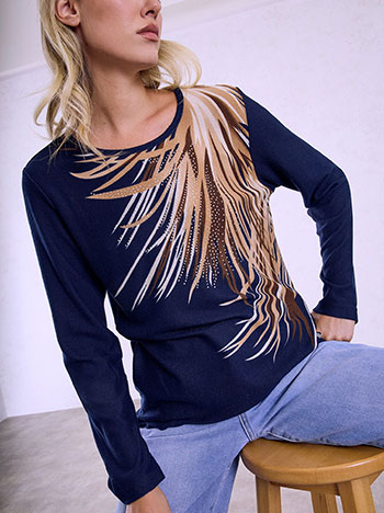 Μπλούζα με strass WU7616.4091+2