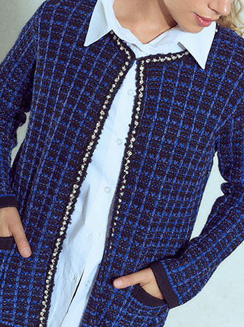 Ζακέτα tweed μεταλλιζέ με strass WU7616.5520+3