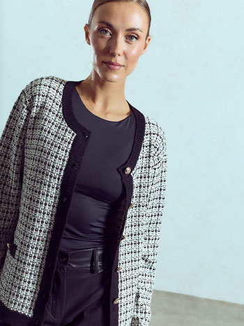 Ζακέτα tweed με τσέπες WU7616.5666+2