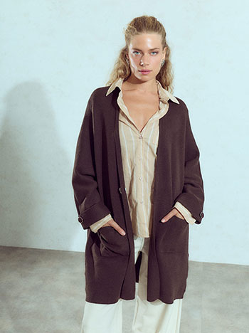 Ζακέτα μακριά oversized WU7642.5551+4