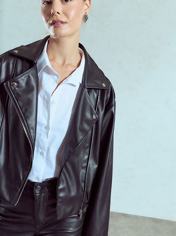 Μπουφάν δερματίνης με ελαστικό τελείωμα WU7702.6950+1