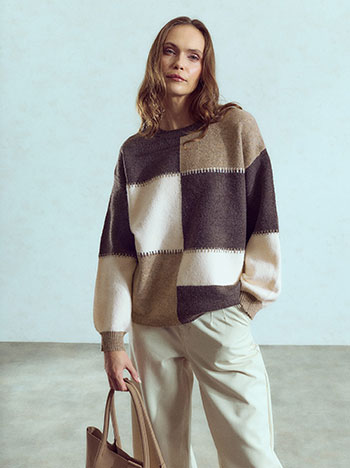 Πουλόβερ με μοτίβο patchwork WU7948.4526+3