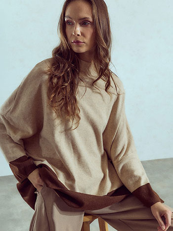 Πουλόβερ oversized δίχρωμο WU7948.4806+3